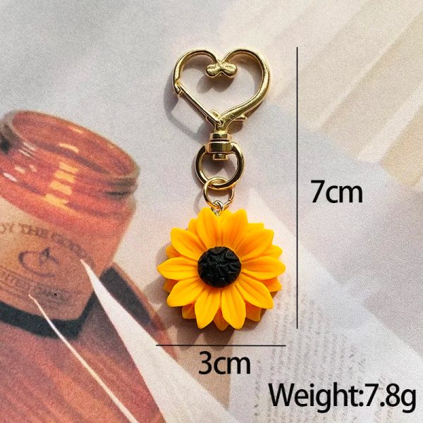 Sunflower Love Heart Keychains Sunflower Love Heart Keychains