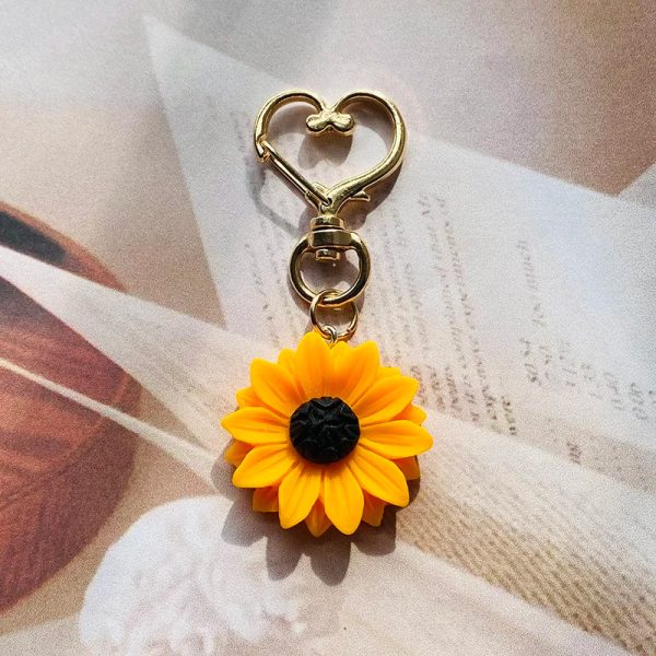 Sunflower Love Heart Keychains Sunflower Love Heart Keychains