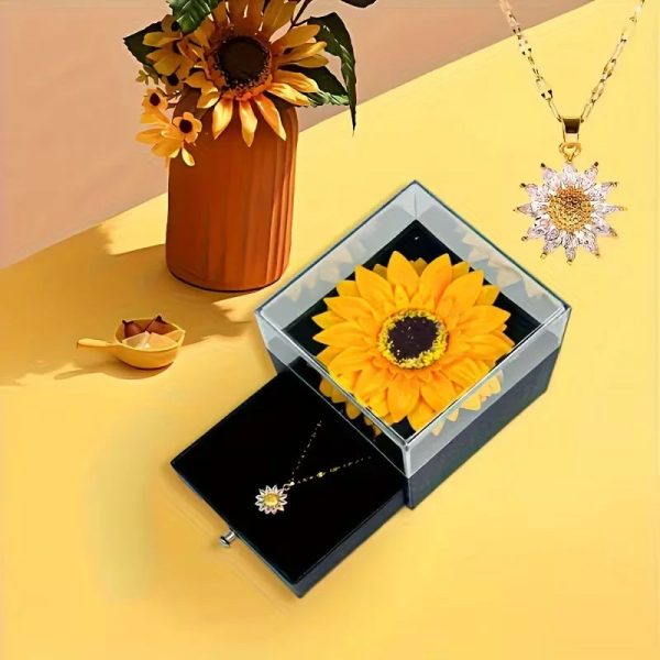 Sunflower Necklace Gift Set with Artificial Flower Box Sunflower Necklace Gift Set with Artificial Flower Box