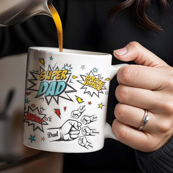 Super Dad Special Edition Comic Style and Stars - Personalized Custom Coffee Mug - DAD055_MG Super Dad Special Edition Comic Style and Stars - Personalized Custom Coffee Mug - DAD055_MG