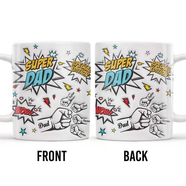Super Dad Special Edition Comic Style and Stars - Personalized Custom Coffee Mug - DAD055_MG Super Dad Special Edition Comic Style and Stars - Personalized Custom Coffee Mug - DAD055_MG