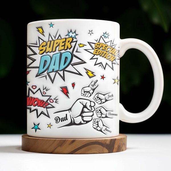 Super Dad Special Edition Comic Style and Stars - Personalized Custom Coffee Mug - DAD055_MG Super Dad Special Edition Comic Style and Stars - Personalized Custom Coffee Mug - DAD055_MG