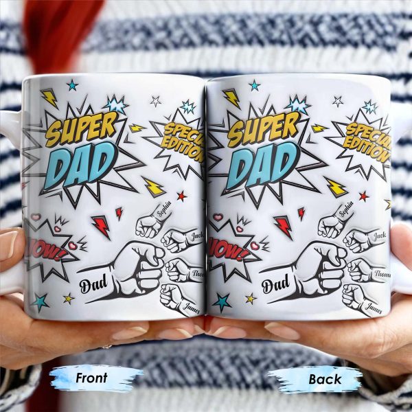 Super Dad Special Edition Comic Style and Stars - Personalized Custom Coffee Mug - DAD055_MG Super Dad Special Edition Comic Style and Stars - Personalized Custom Coffee Mug - DAD055_MG