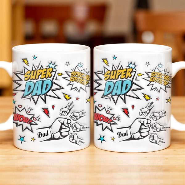 Super Dad Special Edition Comic Style and Stars - Personalized Custom Coffee Mug - DAD055_MG Super Dad Special Edition Comic Style and Stars - Personalized Custom Coffee Mug - DAD055_MG