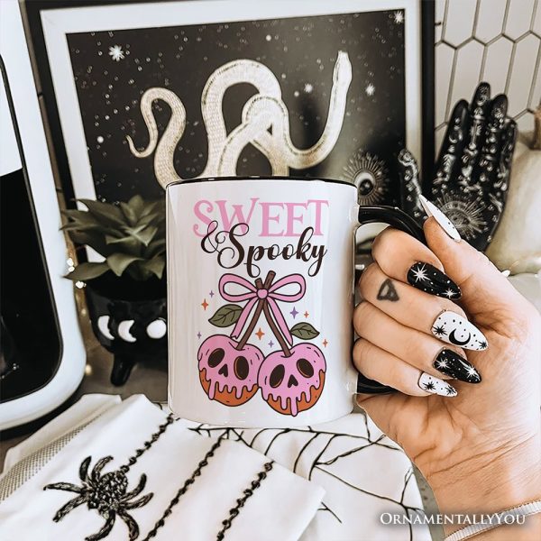 Sweet and Spooky Poison Cherries Halloween Personalized Mug, Coquette Skulls Gift with Custom Name Sweet and Spooky Poison Cherries Halloween Personalized Mug, Coquette Skulls Gift with Custom Name