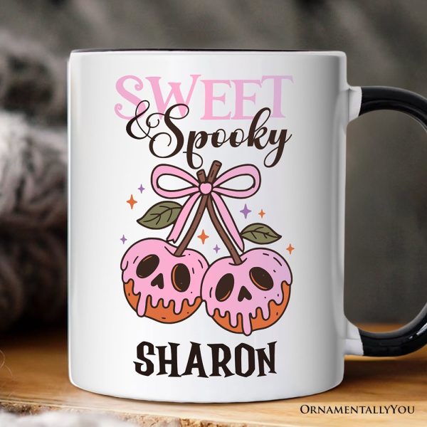 Sweet and Spooky Poison Cherries Halloween Personalized Mug, Coquette Skulls Gift with Custom Name Sweet and Spooky Poison Cherries Halloween Personalized Mug, Coquette Skulls Gift with Custom Name