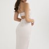 Sweetheart Halter Cutout Lace Satin Split Cocktail Midi Dress - White Sweetheart Halter Cutout Lace Satin Split Cocktail Midi Dress - White