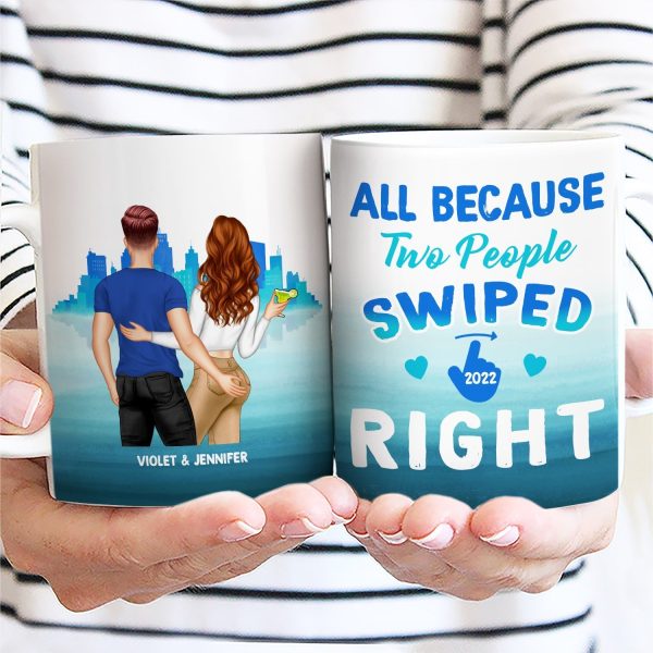 Swiped Right - Gift For Couples - Personalized Custom White Edge-to-Edge Mug Swiped Right - Gift For Couples - Personalized Custom White Edge-to-Edge Mug