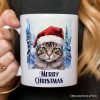 Tabby Cat with Santa Hat Personalized Mug, Winter Forest Christmas Gift With Custom Name and Date Tabby Cat with Santa Hat Personalized Mug, Winter Forest Christmas Gift With Custom Name and Date