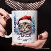 Tabby Cat with Santa Hat Personalized Mug, Winter Forest Christmas Gift With Custom Name and Date Tabby Cat with Santa Hat Personalized Mug, Winter Forest Christmas Gift With Custom Name and Date