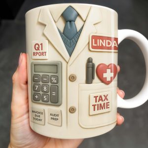 Tax Time, Q1 Report, Audit Prep, Calculator and Tie - Personalized Custom Coffee Mug - OFW009_MG