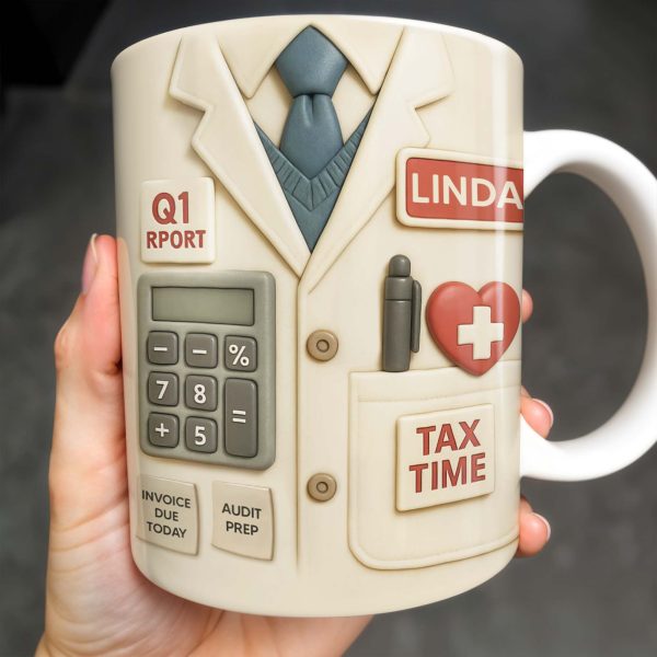 Tax Time, Q1 Report, Audit Prep, Calculator and Tie - Personalized Custom Coffee Mug - OFW009_MG Tax Time, Q1 Report, Audit Prep, Calculator and Tie - Personalized Custom Coffee Mug - OFW009_MG