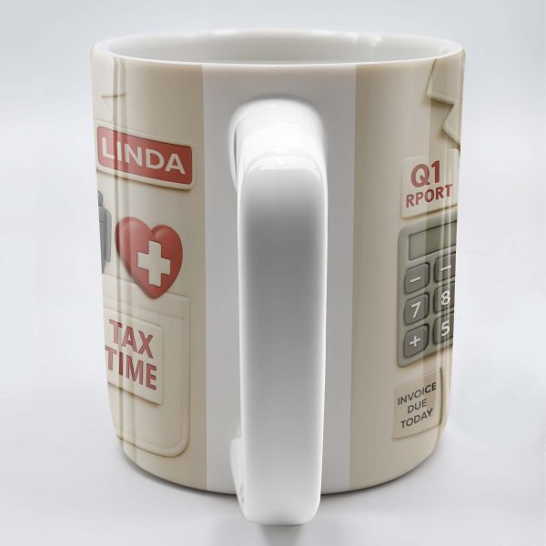 Tax Time, Q1 Report, Audit Prep, Calculator and Tie - Personalized Custom Coffee Mug - OFW009_MG Tax Time, Q1 Report, Audit Prep, Calculator and Tie - Personalized Custom Coffee Mug - OFW009_MG