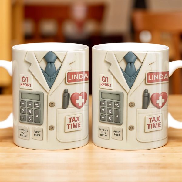 Tax Time, Q1 Report, Audit Prep, Calculator and Tie - Personalized Custom Coffee Mug - OFW009_MG Tax Time, Q1 Report, Audit Prep, Calculator and Tie - Personalized Custom Coffee Mug - OFW009_MG