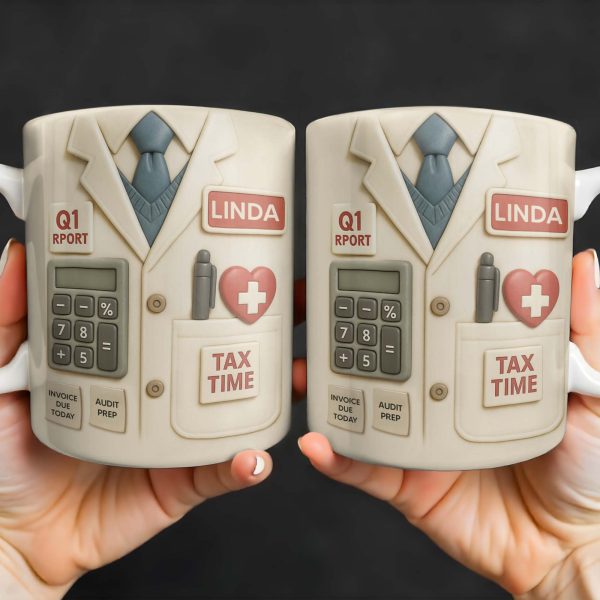 Tax Time, Q1 Report, Audit Prep, Calculator and Tie - Personalized Custom Coffee Mug - OFW009_MG Tax Time, Q1 Report, Audit Prep, Calculator and Tie - Personalized Custom Coffee Mug - OFW009_MG