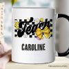 Teach Checkered Coquette Bow Personalized Mug, Retro Gift for Trendy Teachers with Custom Name Teach Checkered Coquette Bow Personalized Mug, Retro Gift for Trendy Teachers with Custom Name