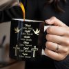 Teach Like Paul, Fight Like David, Build Like Noah, Cross and Dove - Personalized Custom Coffee Mug - FTH070_MG