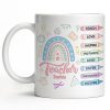 Teach Love Inspire Mug With Rainbow And Educational Icons - Personalized Custom Coffee Mug - TEACH064_MG