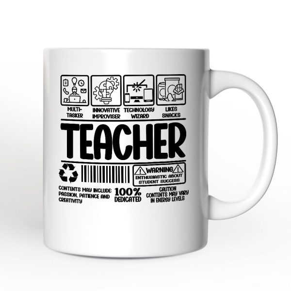 Teacher Label Personalized Mug, Funny Barcode for Dedicated Educators Gift with Custom Name Teacher Label Personalized Mug, Funny Barcode for Dedicated Educators Gift with Custom Name