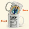 Teacher Nutrition Facts - Personalized Mug Teacher Nutrition Facts - Personalized Mug