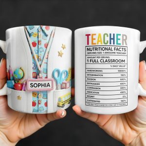 Teacher Nutritional Facts, Classroom Supplies - Personalized Custom Coffee Mug - TEACH061_MG