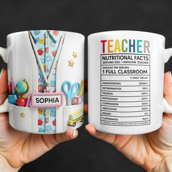 Teacher Nutritional Facts, Classroom Supplies - Personalized Custom Coffee Mug - TEACH061_MG Teacher Nutritional Facts, Classroom Supplies - Personalized Custom Coffee Mug - TEACH061_MG