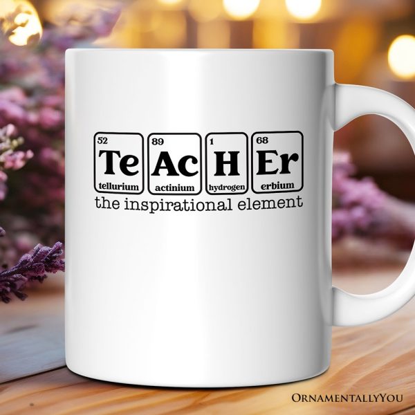 Teacher The Inspirational Element Personalized Mug, Periodic Table Appreciation Gift with Custom Name Teacher The Inspirational Element Personalized Mug, Periodic Table Appreciation Gift with Custom Name