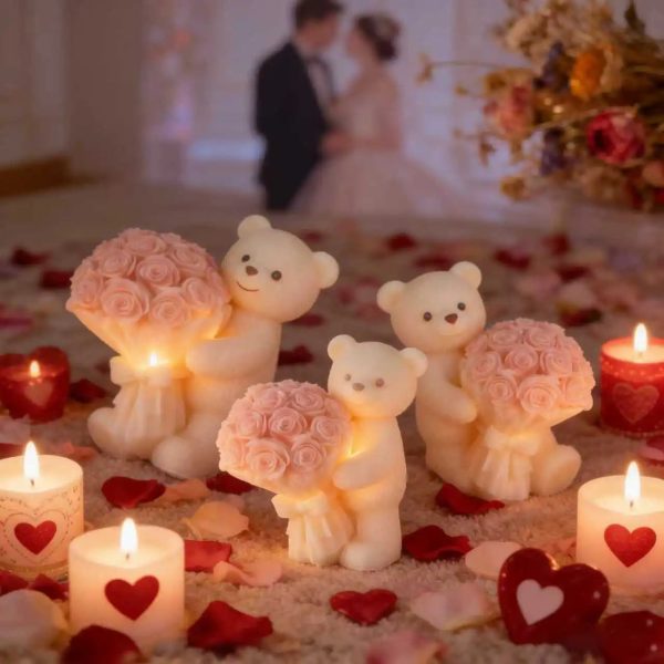 Teddy Bear Holding Rose Bouquet Silicone Mold – Romantic Candle and Resin Casting for Valentine’s Day Teddy Bear Holding Rose Bouquet Silicone Mold – Romantic Candle and Resin Casting for Valentine’s Day