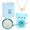 Teddy Bear Rose Jewelry Gift Box with Rotating Necklace Case Teddy Bear Rose Jewelry Gift Box with Rotating Necklace Case