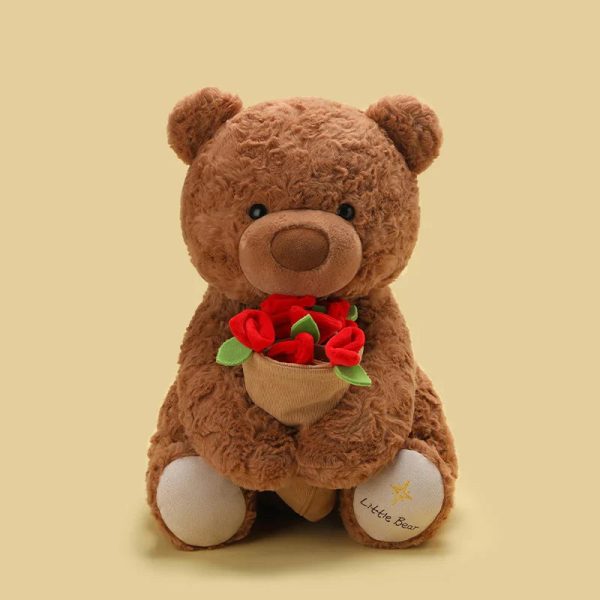 Teddy Bear with Roses Plush Toy Romantic Gift Teddy Bear with Roses Plush Toy Romantic Gift