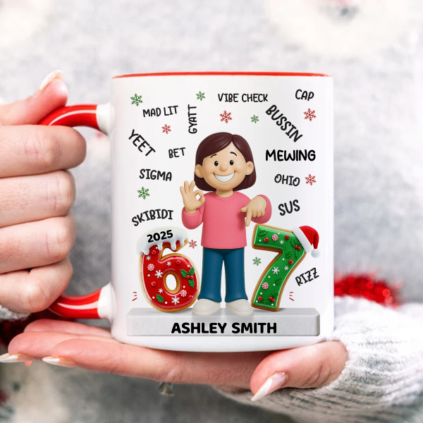 Teen Kid Custom Name Six Seven 3D Effect - Personalized Mug - 2025 Slang, Funny Teen Grandkid, Gen Alpha Christmas Gift Teen Kid Custom Name Six Seven 3D Effect - Personalized Mug - 2025 Slang, Funny Teen Grandkid, Gen Alpha Christmas Gift
