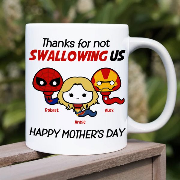 Thank Mom For Not Swallowing Us - Personalized Coffee Mug - Mother's Gift 04nahn100223 Thank Mom For Not Swallowing Us - Personalized Coffee Mug - Mother's Gift 04nahn100223