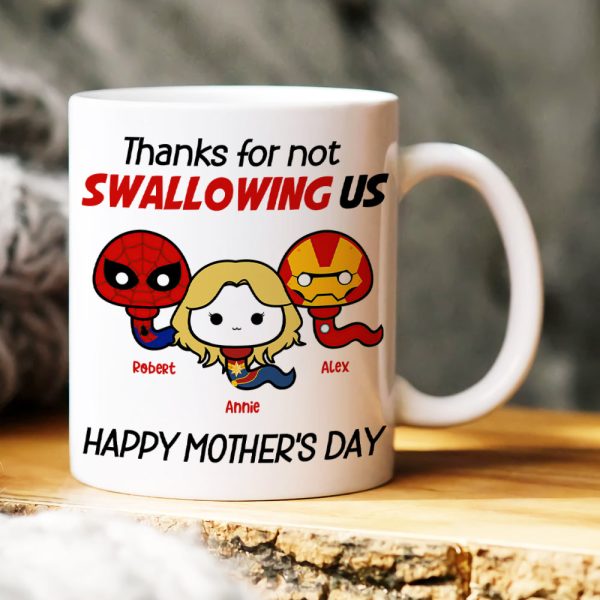 Thank Mom For Not Swallowing Us - Personalized Coffee Mug - Mother's Gift 04nahn100223 Thank Mom For Not Swallowing Us - Personalized Coffee Mug - Mother's Gift 04nahn100223