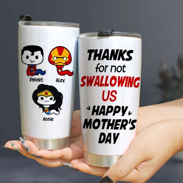 Thank Super Mom For Not Swallowing Us - Personalized Coffee Mug - Mother's Gift Thank Super Mom For Not Swallowing Us - Personalized Coffee Mug - Mother's Gift