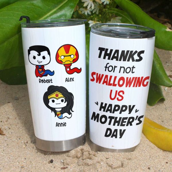 Thank Super Mom For Not Swallowing Us - Personalized Coffee Mug - Mother's Gift Thank Super Mom For Not Swallowing Us - Personalized Coffee Mug - Mother's Gift