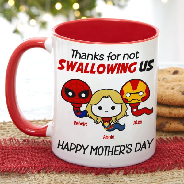 Thank Super Mom For Not Swallowing Us - Personalized Coffee Mug - Mother's Gift Thank Super Mom For Not Swallowing Us - Personalized Coffee Mug - Mother's Gift