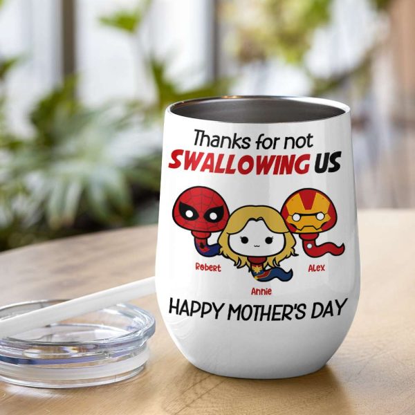Thank Super Mom For Not Swallowing Us - Personalized Coffee Mug - Mother's Gift Thank Super Mom For Not Swallowing Us - Personalized Coffee Mug - Mother's Gift