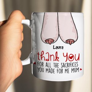 Thank You For All The Sacrifices, Gift For Mom, Personalized Mug, Saggy Boobs Mug, Mother's Day Gift