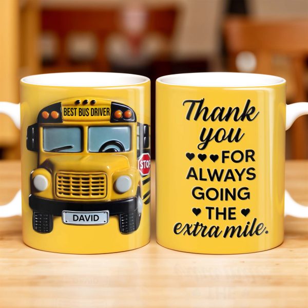 Thank You For Always Going The Extra Mile, School Bus and Hearts - Personalized Custom Coffee Mug - FAM343_MG Thank You For Always Going The Extra Mile, School Bus and Hearts - Personalized Custom Coffee Mug - FAM343_MG