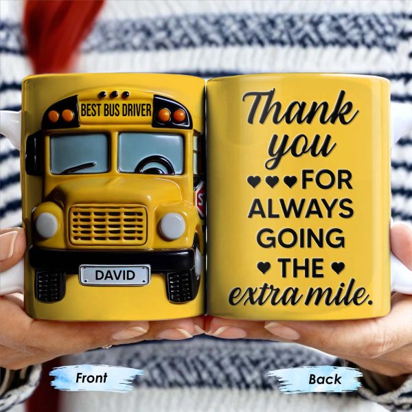 Thank You For Always Going The Extra Mile, School Bus and Hearts - Personalized Custom Coffee Mug - FAM343_MG Thank You For Always Going The Extra Mile, School Bus and Hearts - Personalized Custom Coffee Mug - FAM343_MG
