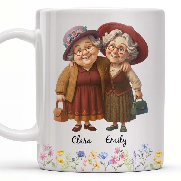Thank You For Being My Unbiological Sister, Elderly Women & Flowers - Personalized Custom Coffee Mug - BST392_MG Thank You For Being My Unbiological Sister, Elderly Women & Flowers - Personalized Custom Coffee Mug - BST392_MG