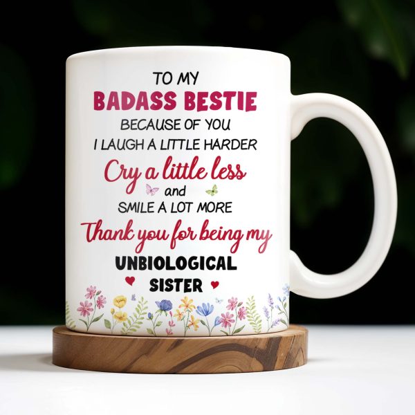 Thank You For Being My Unbiological Sister, Elderly Women & Flowers - Personalized Custom Coffee Mug - BST392_MG Thank You For Being My Unbiological Sister, Elderly Women & Flowers - Personalized Custom Coffee Mug - BST392_MG