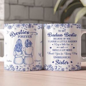 Thank You For Being My Unbiological Sister Toile De Jouy Besties - Personalized Mug