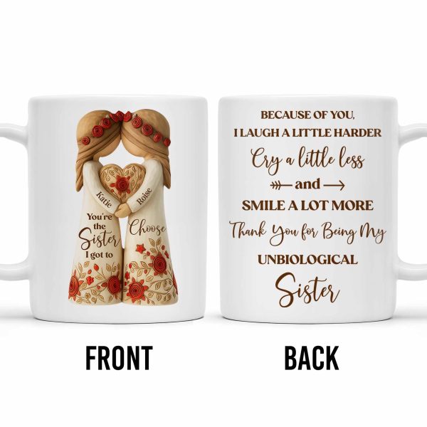 Thank You for Being My Unbiological Sister With Flowers - Personalized Custom Coffee Mug - BST504_MG Thank You for Being My Unbiological Sister With Flowers - Personalized Custom Coffee Mug - BST504_MG