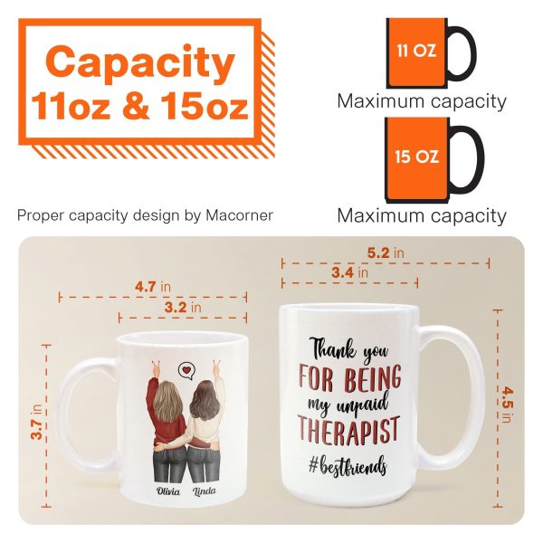Thank You For Being My Unpaid Therapist - Personalized Mug - Fall Season, Birthday, Autumn Gift For Besties, Best Friends, Soul Sisters Thank You For Being My Unpaid Therapist - Personalized Mug - Fall Season, Birthday, Autumn Gift For Besties, Best Friends, Soul Sisters