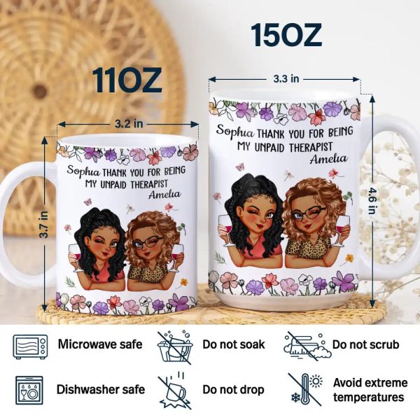 Thank You For Being My Unpaid Therapist Bestie - Personalized White Edge-to-Edge Mug Thank You For Being My Unpaid Therapist Bestie - Personalized White Edge-to-Edge Mug