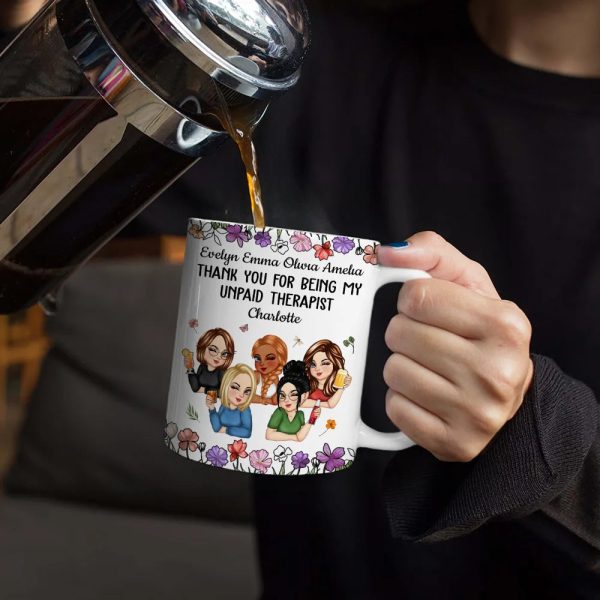 Thank You For Being My Unpaid Therapist Bestie - Personalized White Edge-to-Edge Mug Thank You For Being My Unpaid Therapist Bestie - Personalized White Edge-to-Edge Mug