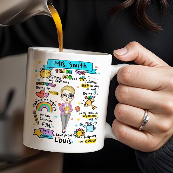 Thank You For Filling My Days With Sunshine, Heart, Star - Personalized Custom Coffee Mug - TEACH047_MG Thank You For Filling My Days With Sunshine, Heart, Star - Personalized Custom Coffee Mug - TEACH047_MG