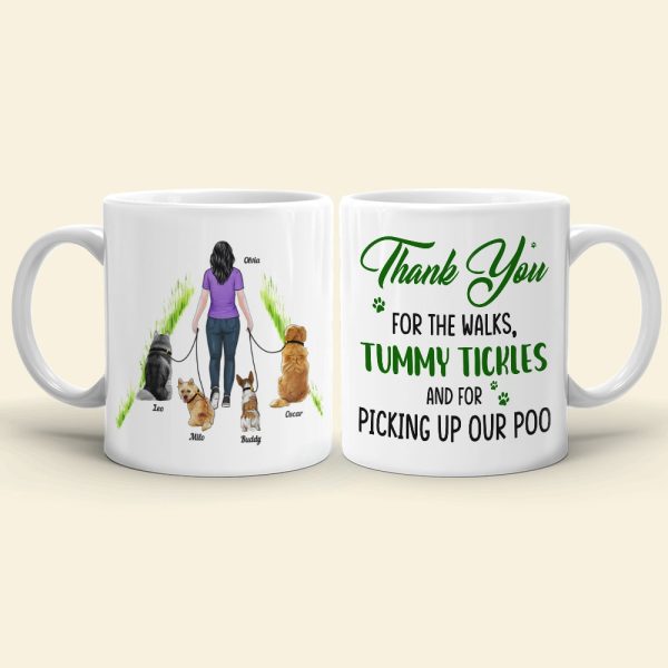 Thank You For The Walks- Gift For Dog Lovers- Personalized Coffee Mug- Dog Lovers Mug