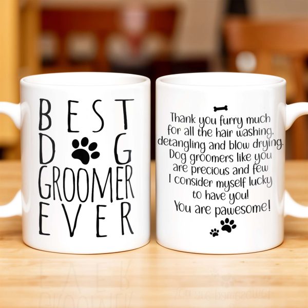 Thank You Furry Much, Precious Dog Groomers, Bone And Paw Prints - Personalized Custom Coffee Mug - DOG069_MG Thank You Furry Much, Precious Dog Groomers, Bone And Paw Prints - Personalized Custom Coffee Mug - DOG069_MG